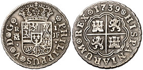 1739. Felipe V. Madrid. JF. 1 real. (Cal. 1547). 2,96 g. Rayitas en reverso. MBC/MBC-.