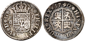 1740. Felipe V. Madrid. JF. 1 real. (Cal. 1548). 2,64 g. Manchitas. MBC-.