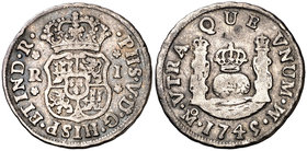 1745. Felipe V. México. M. 1 real. (Cal. 1607). 3,18 g. Columnario. Ex Áureo 21/05/1996, nº 566. MBC-/BC+.
