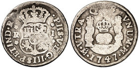 1747. Felipe V. México. M. 1 real. (Cal. 1609). 3,05 g. Columnario. BC.