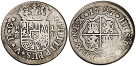 1727/6. Felipe V. Segovia. F. 1 real. (Cal. 1693 var). 2,63 g. BC+/BC.