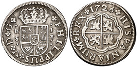1726. Felipe V. Sevilla. J. 1 real. (Cal. 1713). 2,36 g. MBC/MBC-.