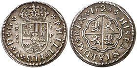1728. Felipe V. Sevilla. P. 1 real. (Cal. 1714). 2,68 g. Leves manchitas. Buen ejemplar. MBC+.