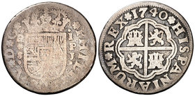 1740. Felipe V. Sevilla. PJ. 1 real. (Cal. 1726). 2,56 g. Ex Áureo 20/09/2001, nº 1382. BC.