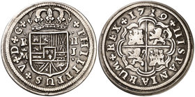 1719. Felipe V. Madrid. J. 2 reales. (Cal. 1245). 5,52 g. Ex Áureo 17/12/1997, nº 3520. MBC/MBC-.
