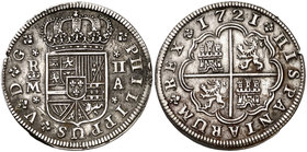 1721. Felipe V. Madrid. A. 2 reales. (Cal. 1248). 5,93 g. Rayitas. (MBC+).