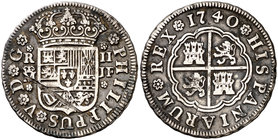 1740. Felipe V. Madrid. JF. 2 reales. (Cal. 1256). 5,69 g. Raya. Manchitas. MBC-.