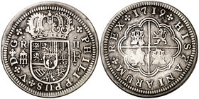 1719. Felipe V. Segovia. F. 2 reales. (Cal. 1396). 5,14 g. MBC/MBC-.