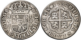 1732. Felipe V. Sevilla. PA. 2 reales. (Cal. 1432). 5,48 g. MBC-.