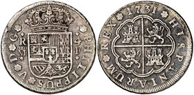 1731. Felipe V. Madrid. F. 4 reales. (Cal. 1000). 12,88 g. Leves oxidaciones. Escasa. MBC.