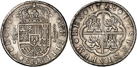 1728. Felipe V. Madrid. JJ. 8 reales. (Cal. 693). 27,11 g. Golpecitos. Rara. MBC/MBC-.