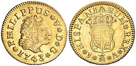 1743. Felipe V. Madrid. JA. 1/2 escudo. (Cal. 573). 1,78 g. Escasa. MBC.