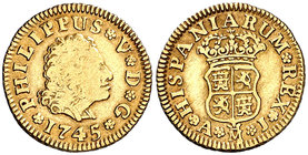 1745. Felipe V. Madrid. AJ. 1/2 escudo. (Cal. 576). 1,72 g. BC+/MBC-.