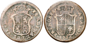 1754. Fernando VI. Barcelona. 1 ardit. (Cal. 699). 2,47 g. BC.