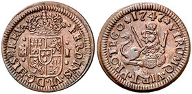 1747. Fernando VI. Segovia. 1 maravedí. (Cal. 717). 1,50 g. Bella. Escasa así. EBC.