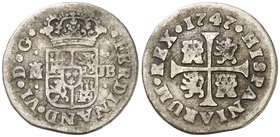 1747. Fernando VI. Madrid. JB. 1/2 real. (Cal. 648). 1,26 g. BC+.