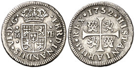 1752. Fernando VI. Madrid. JB. 1/2 real. (Cal. 653). 1,38 g. Buen ejemplar. MBC+.