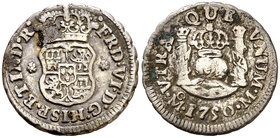 1750. Fernando VI. México. M. 1/2 real. (Cal. 663). 1,68 g. Columnario. Oxidaciones. Ex Áureo 21/05/1997, nº 451. MBC-/BC+.