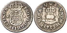1752. Fernando VI. México. M. 1/2 real. (Cal. 665). 1,66 g. Columnario. MBC-/BC+.