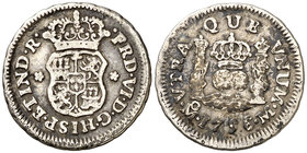 1756. Fernando VI. México. M. 1/2 real. (Cal. 669). 1,61 g. Columnario. Manchitas. MBC-.