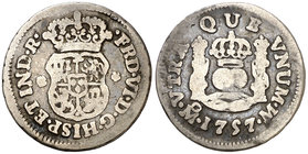 1757. Fernando VI. México. M. 1/2 real. (Cal. 671). 1,48 g. Columnario. BC.