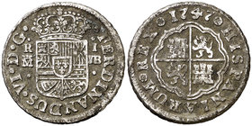 1747. Fernando VI. Madrid. JB. 1 real. (Cal. 559). 2,78 g. Manchitas. Ex Áureo 08/05/2001, nº 4736. MBC-/BC+.