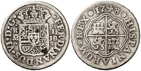 1748. Fernando VI. Madrid. JB. 1 real. (Cal. 560). 2,77 g. BC+.