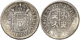 1751. Fernando VI. Madrid. JB. 1 real. (Cal. 563). 2,83 g. BC+.