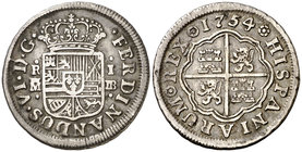 1754. Fernando VI. Madrid. JB. 1 real. (Cal. 566). 2,83 g. MBC.