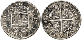 1756. Fernando VI. Madrid. JB. 1 real. (Cal. 568). 2,69 g. Manchitas. MBC.