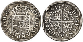 1757. Fernando VI. Madrid. JB. 1 real. (Cal. 569). 2,71 g. Rayitas. MBC-.