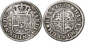 1759. Fernando VI. Madrid. J. 1 real. (Cal. 571). 2,79 g. MBC-/BC+.