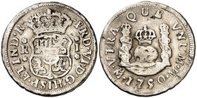 1750. Fernando VI. México. M. 1 real. (Cal. 575). 3,23 g. Columnario. Golpecitos. BC+.