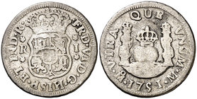 1751. Fernando VI. México. M. 1 real. (Cal. 576). 3,16 g. Columnario. Algo alabeada. BC+/BC.