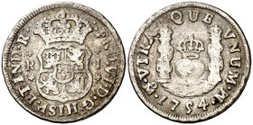 1754. Fernando VI. México. M. 1 real. (Cal. 579). 3,21 g. Columnario. Rayita. BC+.