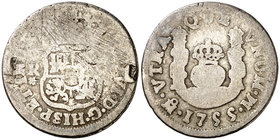 1755. Fernando VI. México. M. 1 real. (Cal. 580). 2,92 g. Columnario. Sirvió como joya. (BC-).