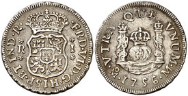 1756. Fernando VI. México. M. 1 real. (Cal. 581). 3,31 g. Columnario. Buen ejemplar. Ex Áureo 21/01/2004, nº 813. EBC-/MBC+.