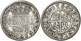1754. Fernando VI. Madrid. JB. 2 reales. (Cal. 482). 5,65 g. BC+.