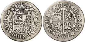 1757. Fernando VI. Madrid. JB. 2 reales. (Cal. 483). 5,57 g. Escasa. BC+.