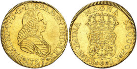 1757. Fernando VI. Santa Fe de Nuevo Reino. SJ. 4 escudos. (Cal. 130) (Restrepo 24-5). 13,46 g. Sin indicación de valor. Único año de este ensayador. ...