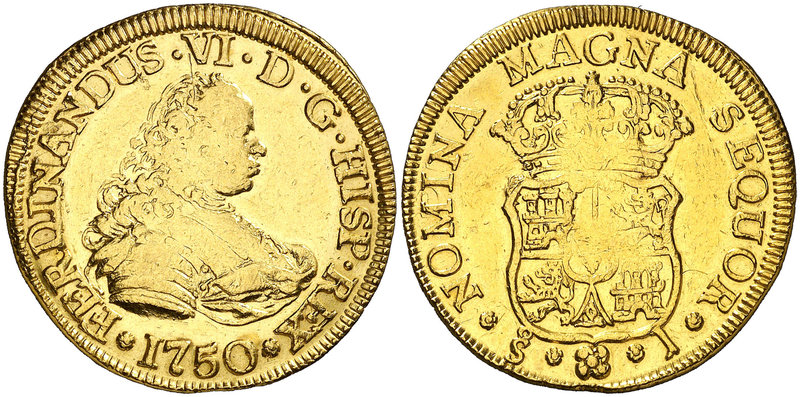 1750. Fernando VI. Santiago. J. 4 escudos. (Cal. 135). 13,40 g. Sin indicación d...