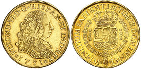 1751. Fernando VI. Lima. J. 8 escudos. (Cal. 18) (Cal.Onza 577). 26,99 g. Primer busto. Parte de brillo original. Atractiva. Rara. MBC+.