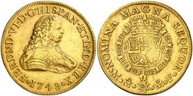 1749/8. Fernando VI. México. MF. 8 escudos. (Cal. 35) (Cal.Onza 598). 26,68 g. Rara. MBC/MBC+.