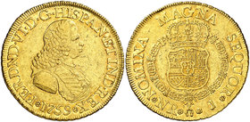 1759. Fernando VI. Santa Fe de Nuevo Reino. J. 8 escudos. (Cal. 67) (Cal.Onza 639) (Restrepo 24-12). 26,89 g. Sin indicación de valor. Leves golpecito...
