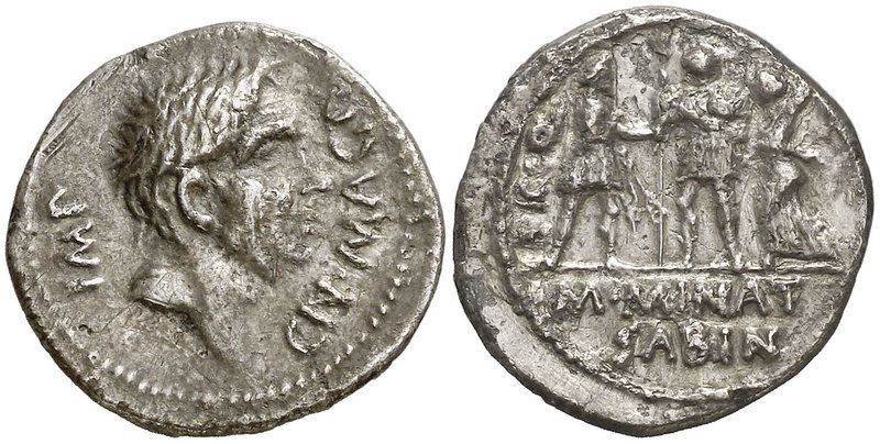 (46-45 a.C.). Cn. Pompeius Magnus / M. Minatius Sabinus. Hispania. Denario. (Cra...