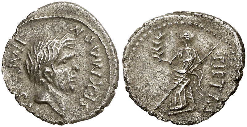 (45-44 a.C.). Cn. Pompeius Magnus / Sex. Pompeius Magnus. Hispania. Denario. (Cr...