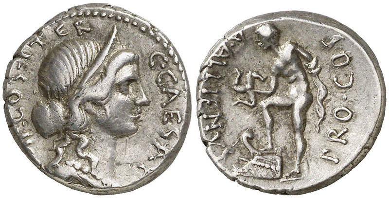 (46 a.C.). Julio César / Aulus Allienus. Sicilia. Denario. (Craw. 457/1) (FFC. 1...
