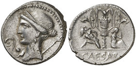 (44 a.C.). Julio César. Galia. Denario. (Craw. 468/2) (FFC. 12, mismo ejemplar). 3,98 g. Bella. EBC.