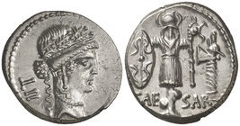(48-47 a.C.). Julio César. Galia. Denario. (Craw. 452/2) (FFC. 14, mismo ejemplar). 3,93 g. Bella. Escasa. EBC.