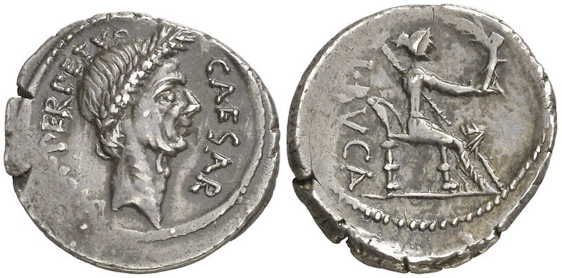 (44 a.C.). Julio César / L. Aemilius Buca. Denario. (Craw. 480/7a) (FFC. 20, mis...